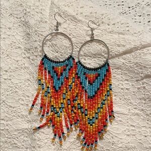 Colorful Beaded Hoop Earrings